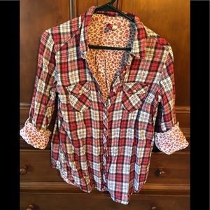 100% Cotton red flannel, flower print inside